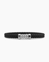 Chevron Bracelet in Black Rubber with Sterling Silver, 6mm